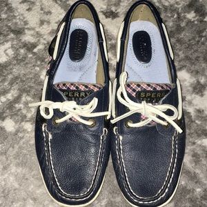 Sperry Topsider leather & red/wht/nvy plaid -7&1/2